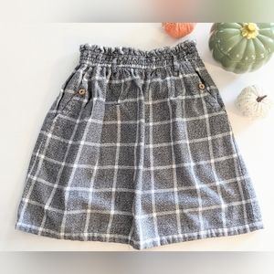Gray and white plaid mini skirt